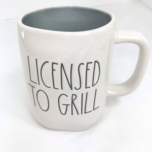 Rae Dunn Licensed to Grill White Black Script Ceramic Coffee Tea Mug